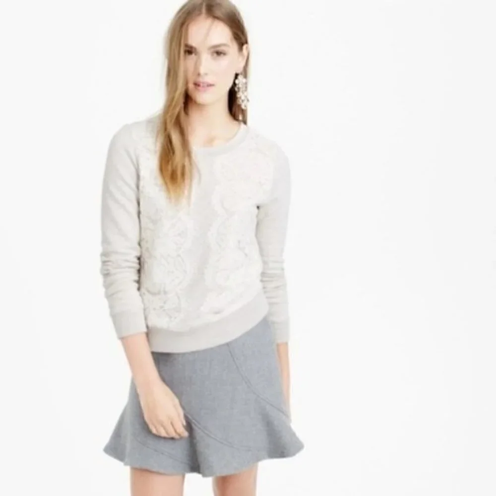 J. Crew Sweater XXS Crew Lace Overlay Blue Black